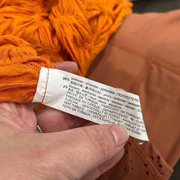 Zara Orange Textured V Neck Mini Dress Size Small - Picture 6 of 10